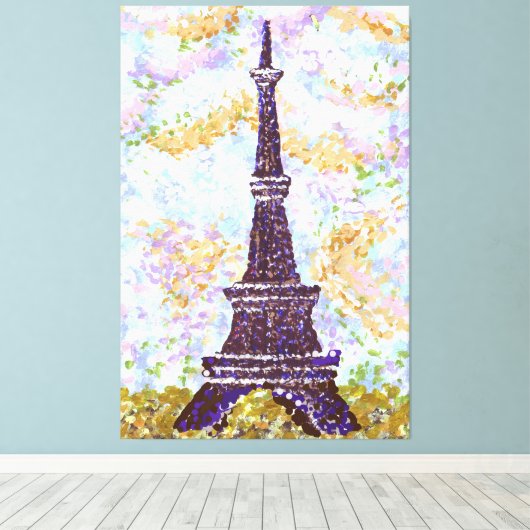 Eiffeltoren geïnspireerd als landschapspointillism canvas afdruk (Insitu (Houten vloer))