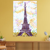 Eiffeltoren geïnspireerd als landschapspointillism canvas afdruk (Insitu (Woonkamer))