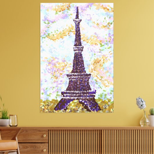 Eiffeltoren geïnspireerd als landschapspointillism canvas afdruk (Insitu (Woonkamer))