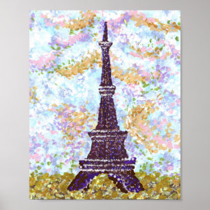Eiffeltoren geïnspireerd landschapshandel poster