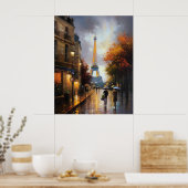 Eiffeltoren gezien op een regenachtige herfstdag i poster (Keuken)
