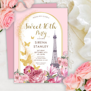 Eiffeltoren Glinstert & Bloemen Meisjesachtige Swe Kaart
