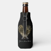 Eiffeltoren | Golden Inscriptions Paris in Heart Flesjeskoeler (Fles Achterkant)