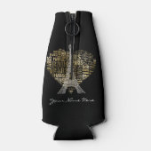 Eiffeltoren | Golden Inscriptions Paris in Heart Flesjeskoeler (Achterkant)