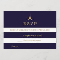 Eiffeltoren goud met strepen RSVP kaart