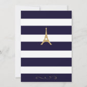 Eiffeltoren goud met strepen Save the Date Kaart (Achterkant)