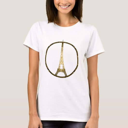 Eiffeltoren gouden glitters fonkelen t-shirt (Voorkant)