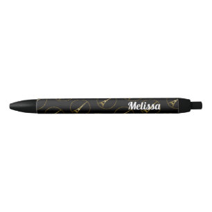 Eiffeltoren gouden glitters glinstert Personalisee Zwarte Inkt Pen