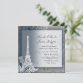 Eiffeltoren gouden metalen uitnodiging (Staand voorkant)