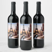 Eiffeltoren  handgekleurde Franse vino Wijn Etiket (Flessen)