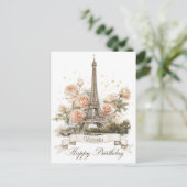Eiffeltoren "Happy Birthday" met aangepaste naam Briefkaart (Staand voorkant)