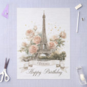 Eiffeltoren "Happy Birthday" met aangepaste naam Tissuepapier (Craft)