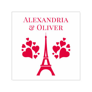 Eiffeltoren Hartjes Voor- en Achternaam of Koppel Zelfinktende Stempel