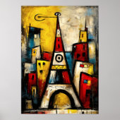 Eiffeltoren — Hedendaags Abstract Expressionisme Poster (Voorkant)