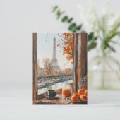 Eiffeltoren Herfst Parijs in Waterverf Reiskunst Briefkaart (Staand voorkant)