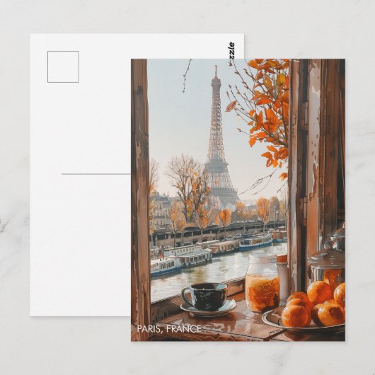 Eiffeltoren Herfst Parijs in Waterverf Reiskunst Briefkaart (Voorkant / Achterkant)