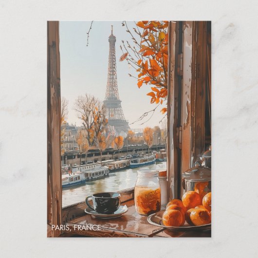 Eiffeltoren Herfst Parijs in Waterverf Reiskunst Briefkaart (Voorkant)