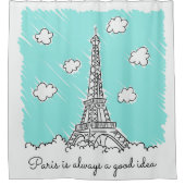 Eiffeltoren Illustratie op maat douchegordijn (Voorkant)