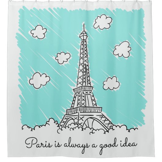 Eiffeltoren Illustratie op maat douchegordijn (Voorkant)