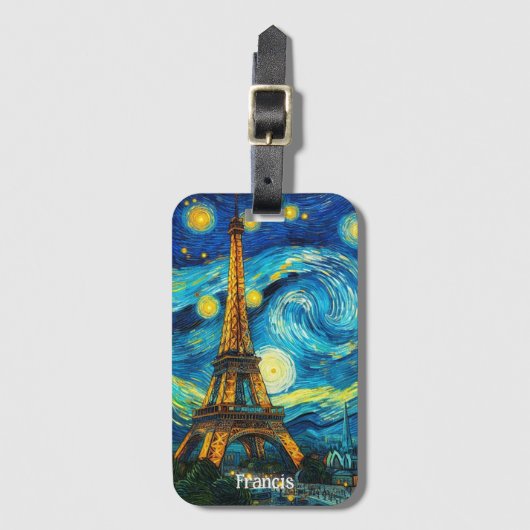 Eiffeltoren impressionisme bagagelabel (Voorkant (verticaal))