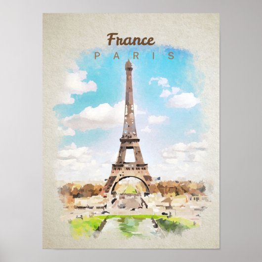 Eiffeltoren in aquarel poster (Voorkant)