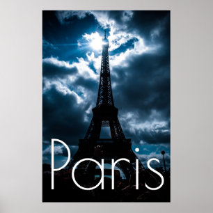 Eiffeltoren in Blauwe Paris Nacht Poster