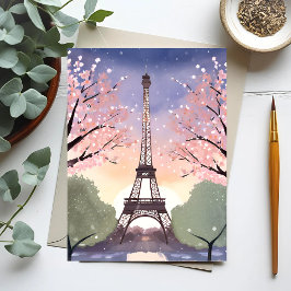 Eiffeltoren in bloei | Parijs Frankrijk Aquarel Briefkaart