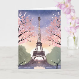 Eiffeltoren in bloei | Parijs Frankrijk Aquarel Kaart