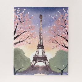 Eiffeltoren in bloei | Parijs Frankrijk Aquarel Legpuzzel