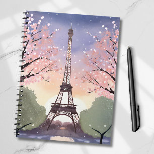 Eiffeltoren in bloei   Parijs Frankrijk Aquarel Notitieboek