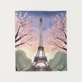 Eiffeltoren in bloei | Parijs Frankrijk Aquarel Wandkleed