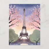 Eiffeltoren in bloei | Waterverf van Parijs-Frankr Briefkaart (Voorkant)