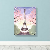 Eiffeltoren in bloei | Waterverf van Parijs-Frankr Canvas Afdruk (Insitu (Houten vloer))