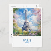 Eiffeltoren in de lente Save the Date Briefkaart (Voorkant / Achterkant)