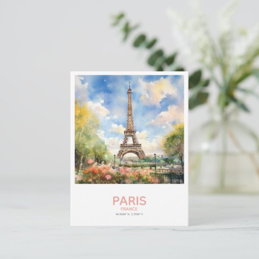 Eiffeltoren in de lente Save the Date Briefkaart (Staand voorkant)