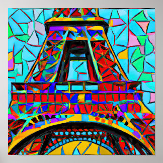 Eiffeltoren in de stijl van Robert Delaunay. Poster