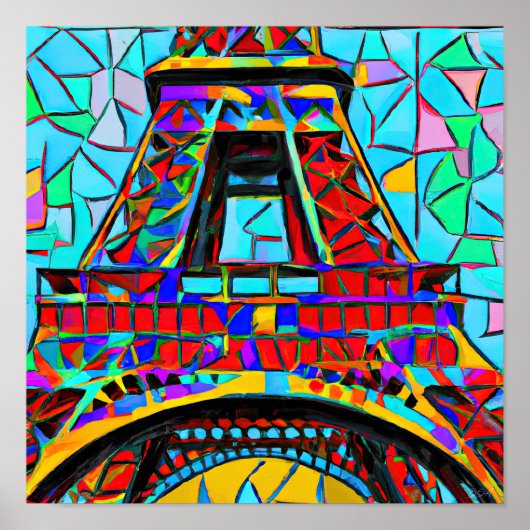 Eiffeltoren in de stijl van Robert Delaunay. Poster (Voorkant)