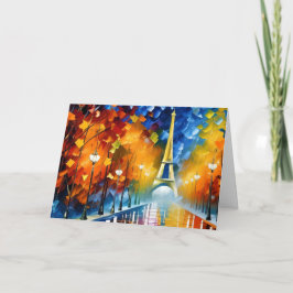 Eiffeltoren in een natte Parijse nacht Bedankkaart