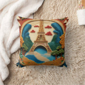 Eiffeltoren in geborduurde stijl en Schilderachtig Kussen (Deken)
