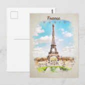 Eiffeltoren in het briefkaart van de waterverf (Voorkant / Achterkant)