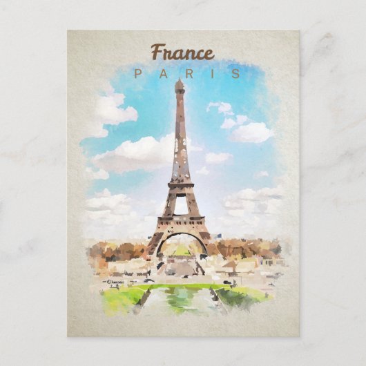 Eiffeltoren in het briefkaart van de waterverf (Voorkant)