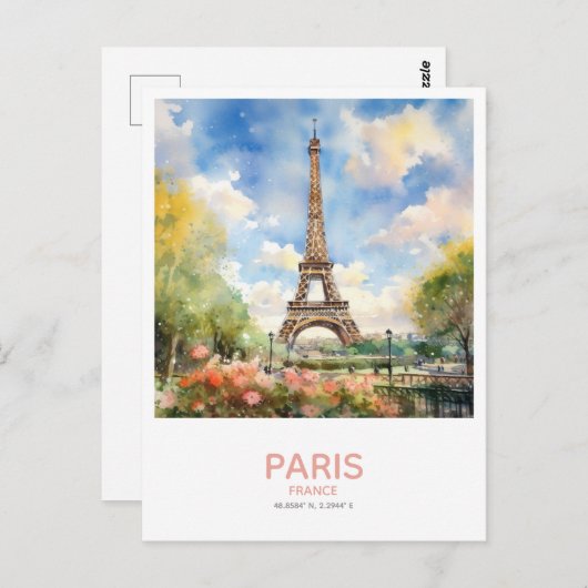 Eiffeltoren in het voorjaar - Parijs, Frankrijk Briefkaart (Voorkant / Achterkant)