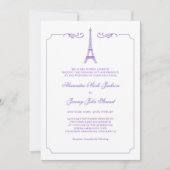 Eiffeltoren in Lavender Elegant Wedding Invitatio Kaart (Voorkant)