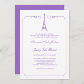 Eiffeltoren in Lavender Elegant Wedding Invitatio Kaart (Voorkant / Achterkant)