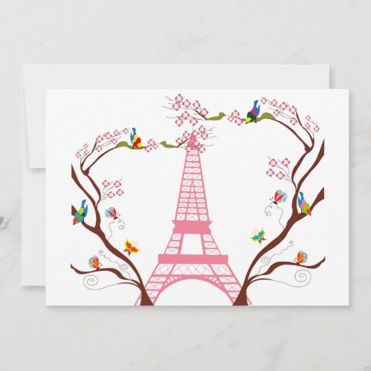 Eiffeltoren in lente-uitnodiging kaart (Voorkant)