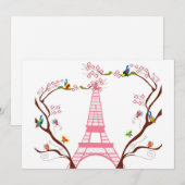 Eiffeltoren in lente-uitnodiging kaart (Voorkant / Achterkant)