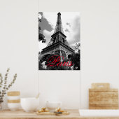 Eiffeltoren in Love City Parijs Zwart & Wit Rood Poster (Keuken)