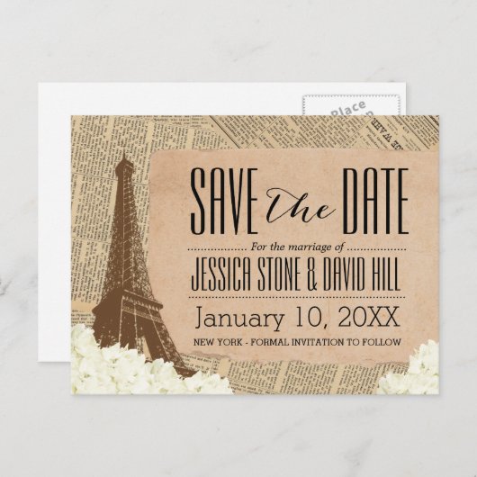  Eiffeltoren in Parijs Aankondigingskaart (Voorkant / Achterkant)