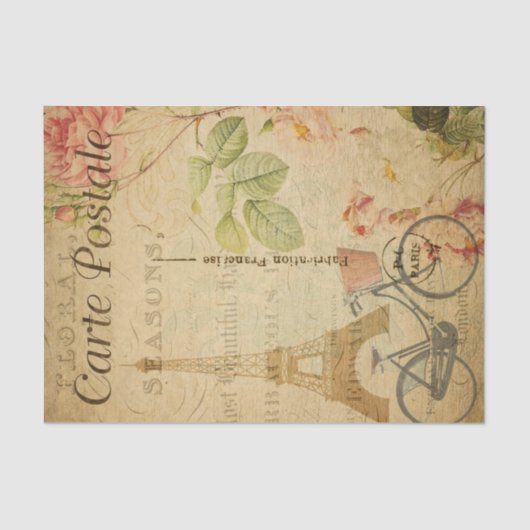  Eiffeltoren in Parijs en fietsen Frans Tissuepapier (Voorkant)