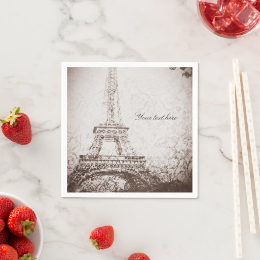 Eiffeltoren in Parijs en Rozen Chic Elegant Servetten (Insitu)